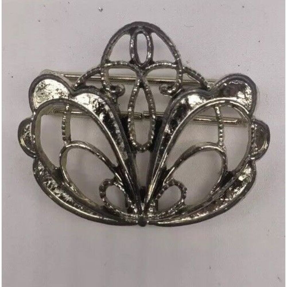 Vintage 1950s Pierced Yellow Metal Belt Buckle